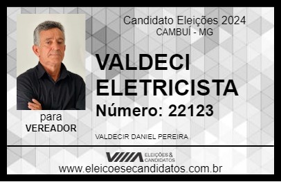 Candidato VALDECI ELETRICISTA 2024 - CAMBUÍ - Eleições