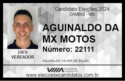 Candidato AGUINALDO DA MX MOTOS 2024 - CAMBUÍ - Eleições