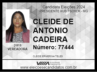 Candidato CLEIDE DE ANTONIO CADEIRA 2024 - PRESIDENTE KUBITSCHEK - Eleições