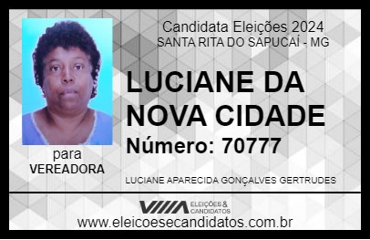 Candidato LUCIANE DA NOVA CIDADE 2024 - SANTA RITA DO SAPUCAÍ - Eleições