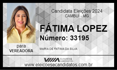 Candidato FÁTIMA LOPEZ 2024 - CAMBUÍ - Eleições