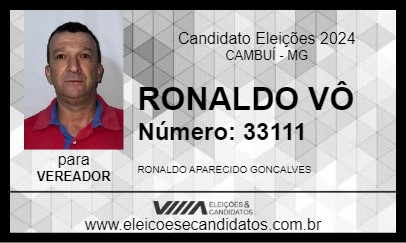 Candidato RONALDO VÔ 2024 - CAMBUÍ - Eleições