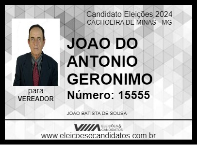 Candidato JOAO DO ANTONIO GERONIMO 2024 - CACHOEIRA DE MINAS - Eleições