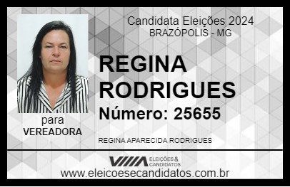 Candidato REGINA RODRIGUES 2024 - BRAZÓPOLIS - Eleições