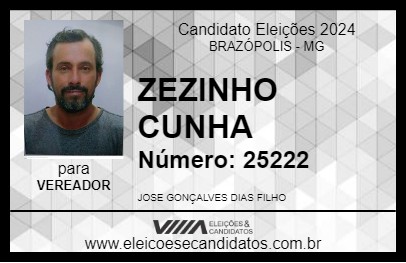 Candidato ZEZINHO CUNHA 2024 - BRAZÓPOLIS - Eleições