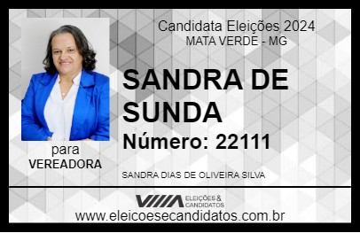 Candidato SANDRA DE SUNDA 2024 - MATA VERDE - Eleições