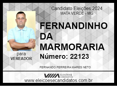 Candidato FERNANDINHO DA MARMORARIA 2024 - MATA VERDE - Eleições