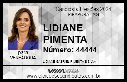 Candidato LIDIANE PIMENTA 2024 - PIRAPORA - Eleições