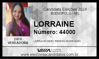 Candidato LORRAINE 2024 - BUENÓPOLIS - Eleições