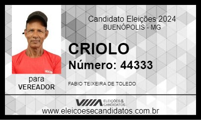 Candidato CRIOLO 2024 - BUENÓPOLIS - Eleições