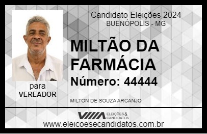 Candidato MILTÃO DA FARMÁCIA 2024 - BUENÓPOLIS - Eleições