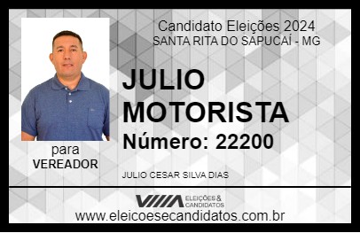 Candidato JULIO MOTORISTA 2024 - SANTA RITA DO SAPUCAÍ - Eleições