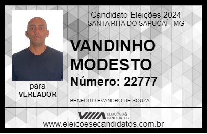 Candidato VANDINHO MODESTO 2024 - SANTA RITA DO SAPUCAÍ - Eleições