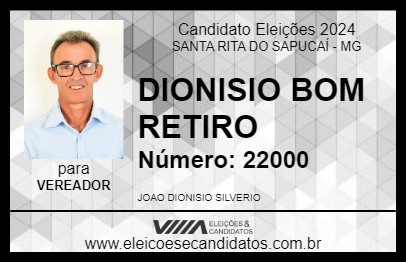 Candidato DIONISIO BOM RETIRO 2024 - SANTA RITA DO SAPUCAÍ - Eleições