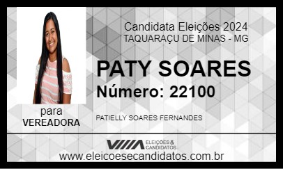 Candidato PATY SOARES 2024 - TAQUARAÇU DE MINAS - Eleições