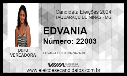 Candidato EDVANIA 2024 - TAQUARAÇU DE MINAS - Eleições