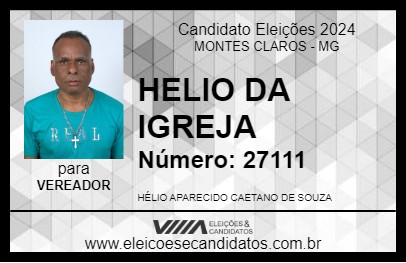 Candidato HELIO DA IGREJA 2024 - MONTES CLAROS - Eleições