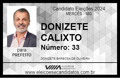 Candidato DONIZETE CALIXTO 2024 - MERCÊS - Eleições