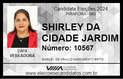 Candidato SHIRLEY DA CIDADE JARDIM 2024 - PIRAPORA - Eleições