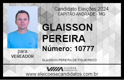 Candidato GLAISSON PEREIRA 2024 - CAPITÃO ANDRADE - Eleições