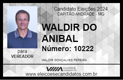 Candidato WALDIR DO ANIBAL 2024 - CAPITÃO ANDRADE - Eleições