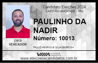 Candidato PAULINHO DA NADIR 2024 - CAPITÃO ANDRADE - Eleições