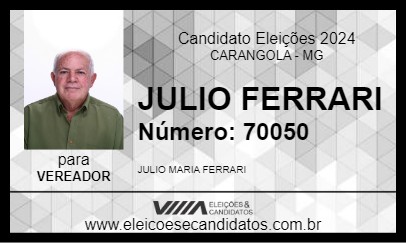 Candidato JULIO FERRARI 2024 - CARANGOLA - Eleições