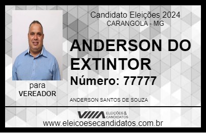 Candidato ANDERSON DO EXTINTOR 2024 - CARANGOLA - Eleições