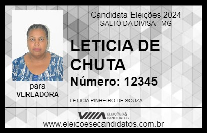 Candidato LETICIA DE CHUTA 2024 - SALTO DA DIVISA - Eleições