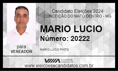 Candidato MARIO LUCIO 2024 - CONCEIÇÃO DO MATO DENTRO - Eleições