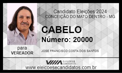 Candidato CABELO 2024 - CONCEIÇÃO DO MATO DENTRO - Eleições