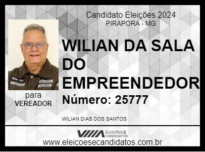 Candidato WILIAN DA SALA DO EMPREENDEDOR 2024 - PIRAPORA - Eleições