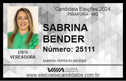 Candidato SABRINA BENDER 2024 - PIRAPORA - Eleições