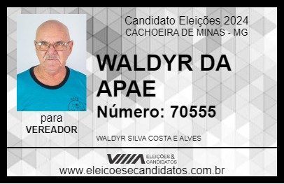 Candidato WALDYR DA APAE 2024 - CACHOEIRA DE MINAS - Eleições