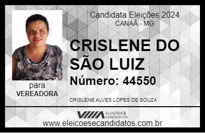 Candidato CRISLENE DO SÃO LUIZ 2024 - CANAÃ - Eleições