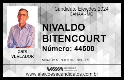 Candidato NIVALDO BITENCOURT 2024 - CANAÃ - Eleições