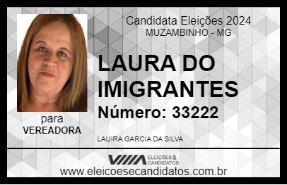 Candidato LAURA DO IMIGRANTES 2024 - MUZAMBINHO - Eleições