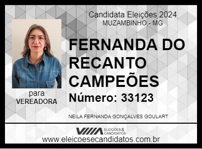 Candidato FERNANDA DO RECANTO CAMPEÕES 2024 - MUZAMBINHO - Eleições