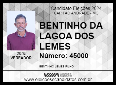 Candidato BENTINHO DA LAGOA DOS LEMES 2024 - CAPITÃO ANDRADE - Eleições