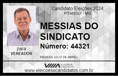 Candidato MESSIAS DO SINDICATO 2024 - PITANGUI - Eleições