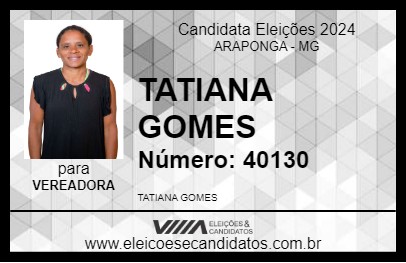 Candidato TATIANA GOMES 2024 - ARAPONGA - Eleições