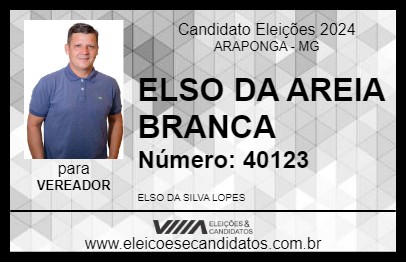 Candidato ELSO DA AREIA BRANCA 2024 - ARAPONGA - Eleições