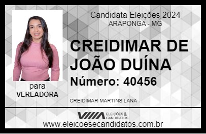 Candidato CREIDIMAR DE JOÃO DUÍNA  2024 - ARAPONGA - Eleições