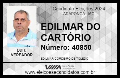 Candidato EDILMAR  DO CARTÓRIO 2024 - ARAPONGA - Eleições