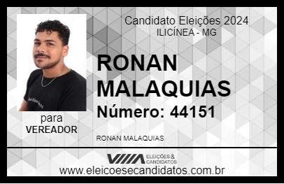 Candidato RONAN MALAQUIAS 2024 - ILICÍNEA - Eleições