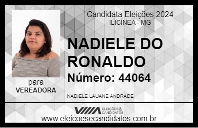 Candidato NADIELE DO RONALDO 2024 - ILICÍNEA - Eleições