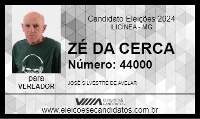 Candidato ZÉ DA CERCA 2024 - ILICÍNEA - Eleições