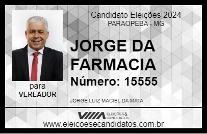 Candidato JORGE DA FARMACIA 2024 - PARAOPEBA - Eleições