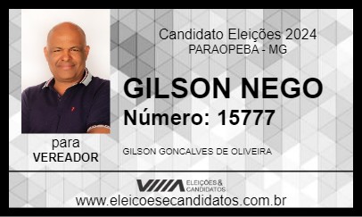 Candidato GILSON NEGO 2024 - PARAOPEBA - Eleições