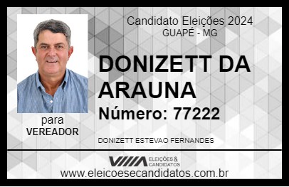 Candidato DONIZETT DA ARAUNA 2024 - GUAPÉ - Eleições